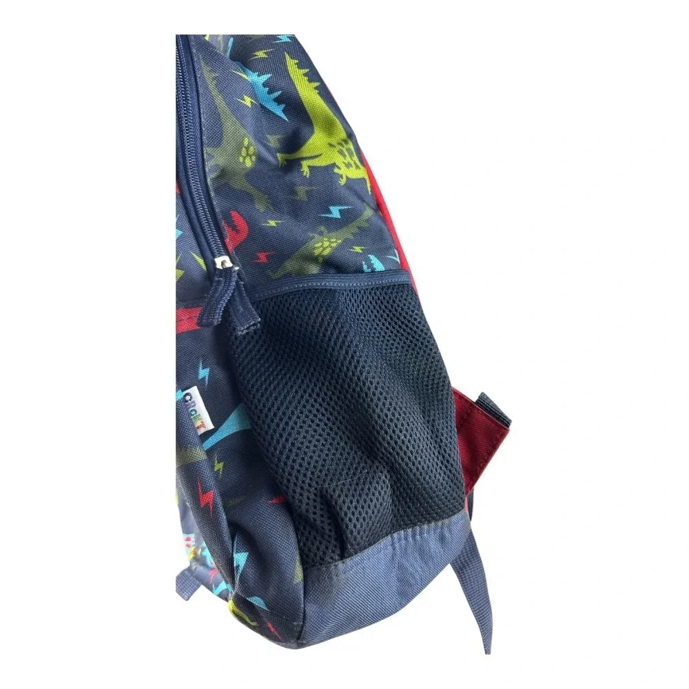 Crckt Kids Dinosaur Lightning Bolt Backpack Navy Blue Red 16.5 Inch School Bag